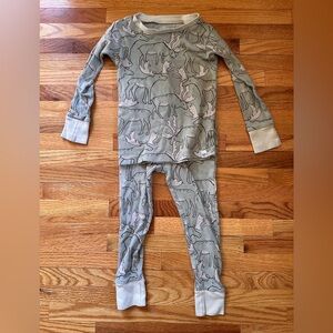 Honest Organic Cotton Green Moose Pajama Set 3T
